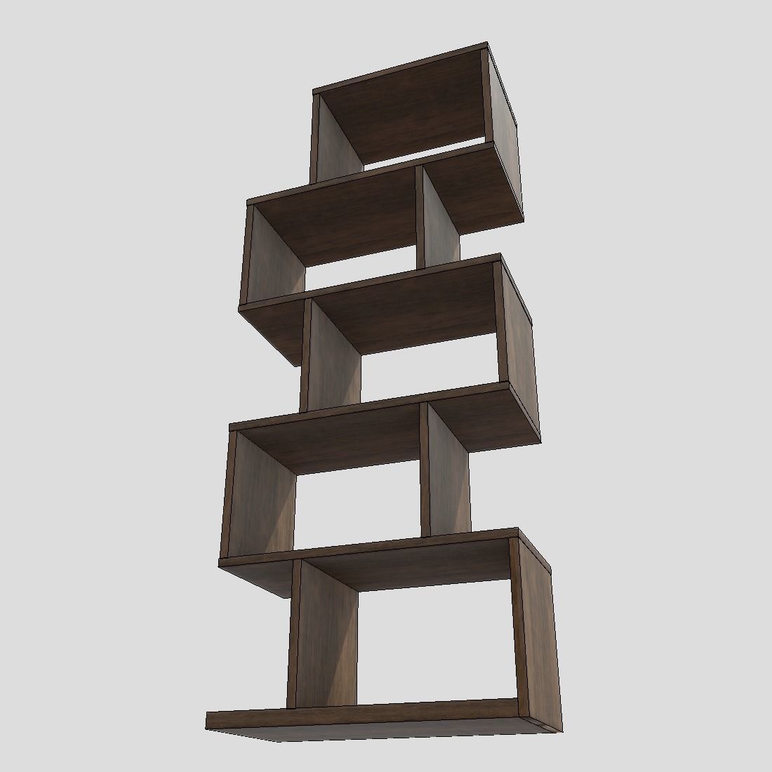 Shelf 8 wooden bookcase with four shelves Low-poly 3D model_10