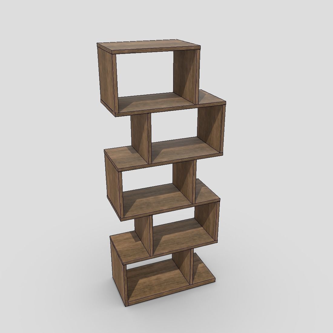 Shelf 8 wooden bookcase with four shelves Low-poly 3D model_2