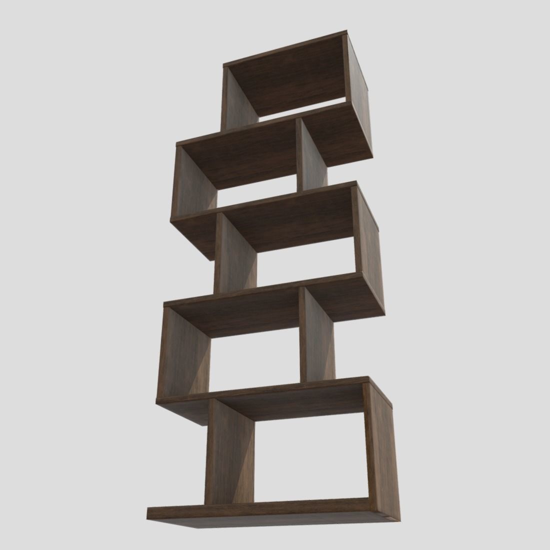 Shelf 8 wooden bookcase with four shelves Low-poly 3D model_9