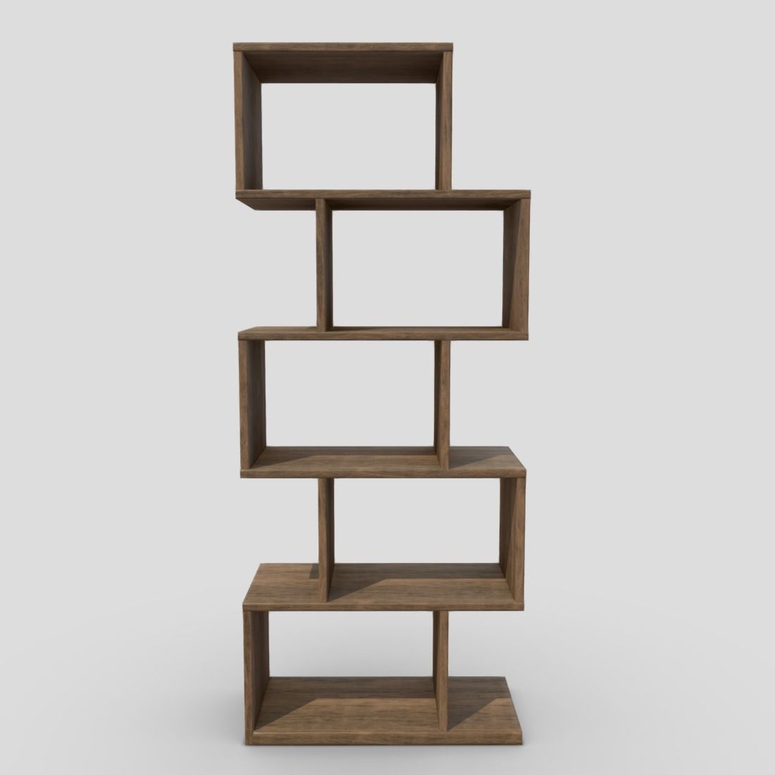 Shelf 8 wooden bookcase with four shelves Low-poly 3D model_3