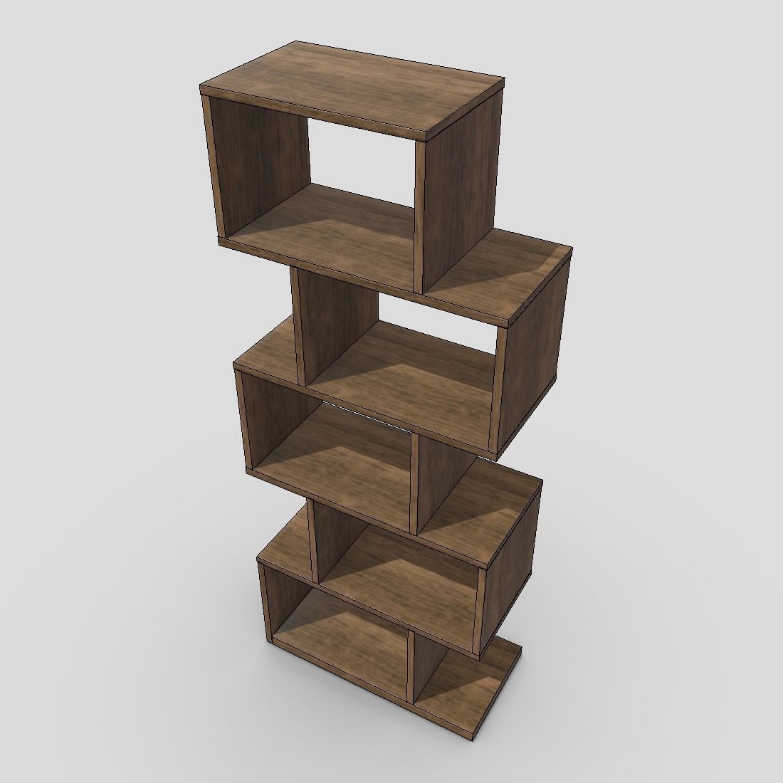 Shelf 8 wooden bookcase with four shelves Low-poly 3D model_6