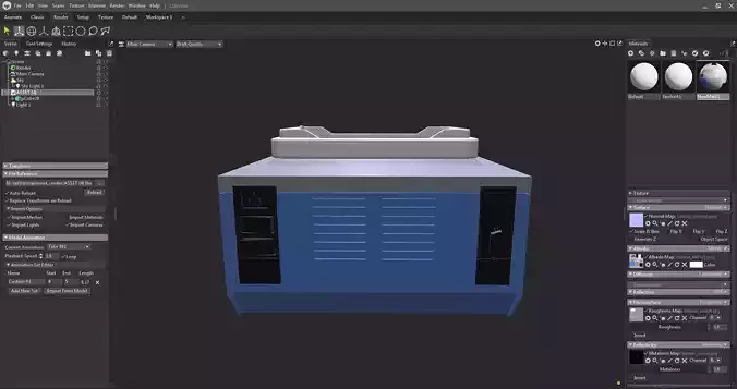 3d model asset computer screen showing box