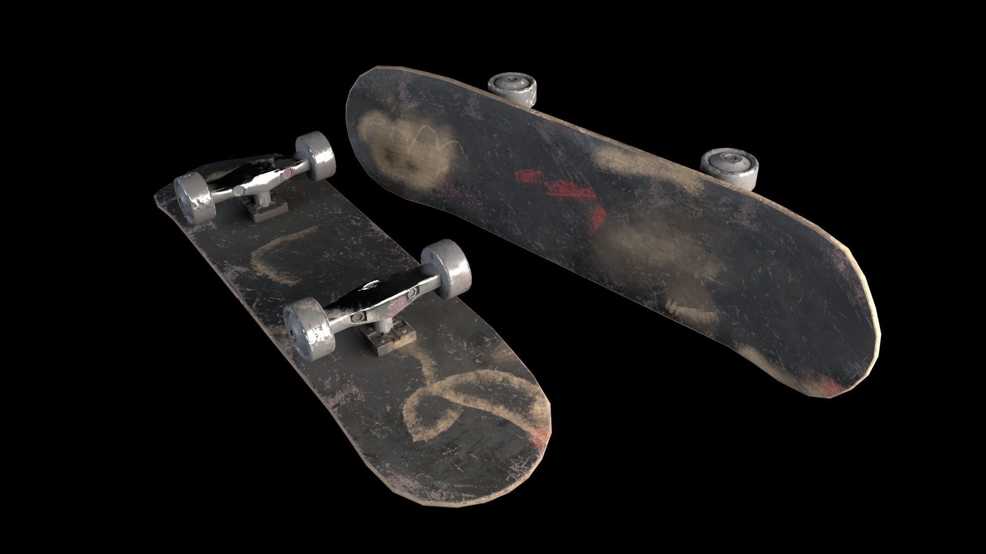 Old Skateboard Low-poly 3D model Low-poly 3D model_3