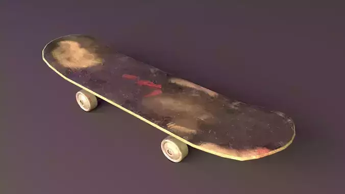 Old Skateboard Low-poly 3D model