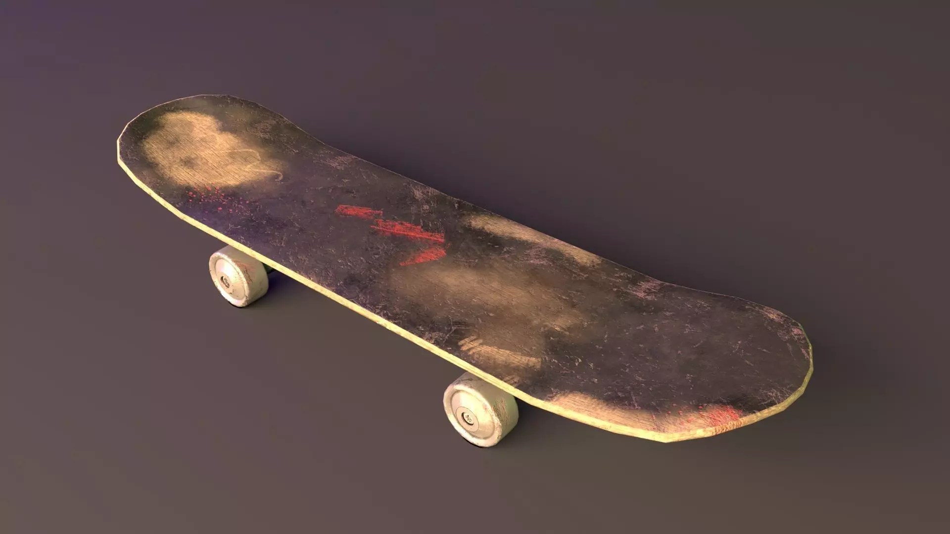 Old Skateboard Low-poly 3D model Low-poly 3D model_0