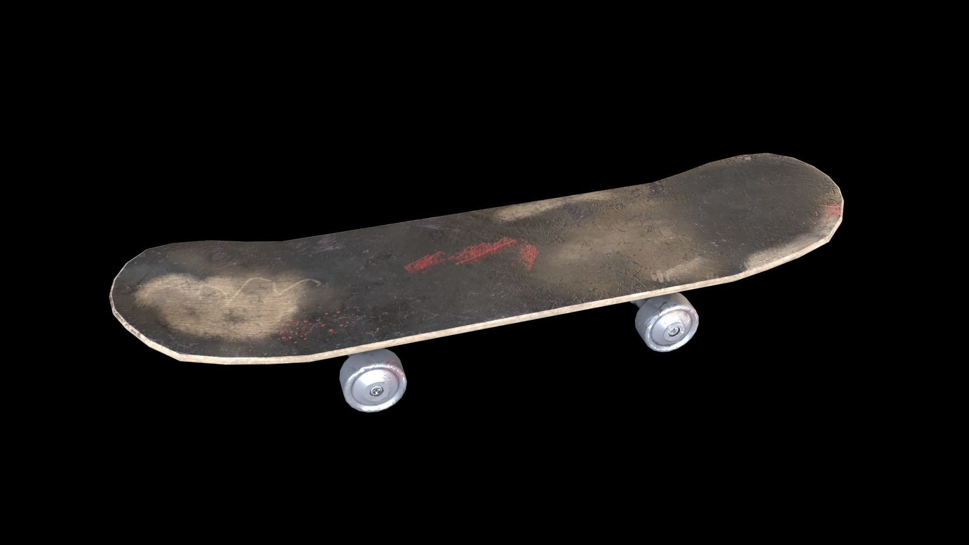 Old Skateboard Low-poly 3D model Low-poly 3D model_2