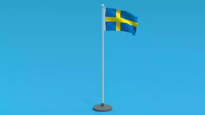 Low Poly Seamless Animated Sweden Flag Low-poly 3D model