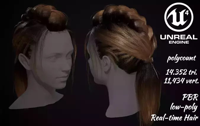 Game Female Hair Style Woman 4 Low-poly 3D model