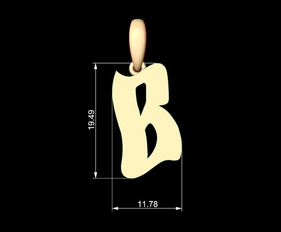 Initial Letters Pendant SomeWhereInSpace B 3D print model_4