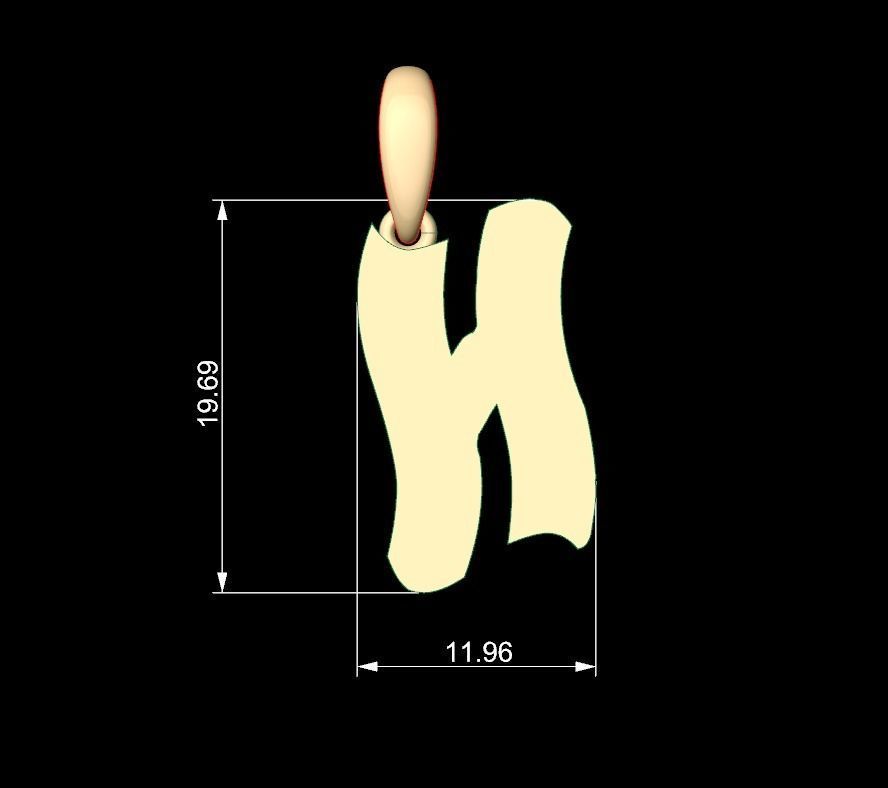 Initial Letters Pendant SomeWhereInSpace H 3D print model_4