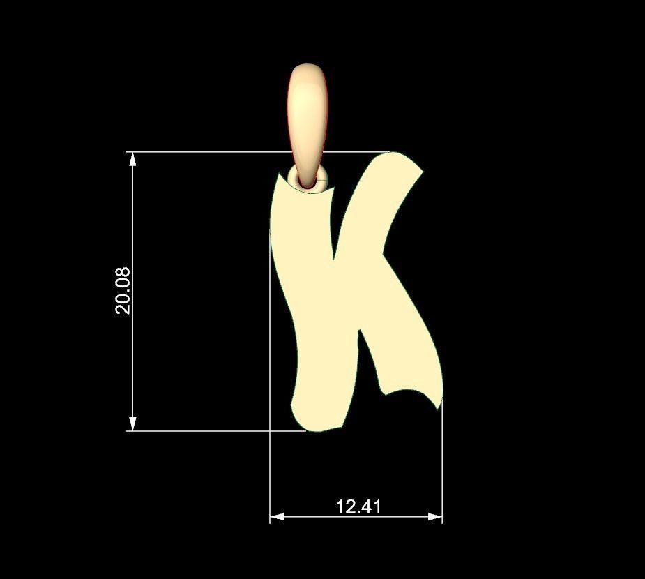 Initial Letters Pendant SomeWhereInSpace K 3D print model_4