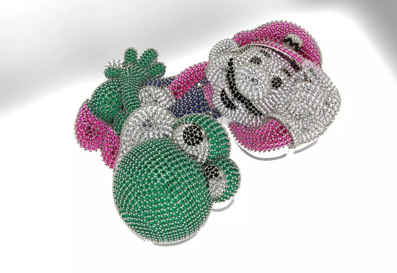 Hiphop mario bros rhinestone brooch 3D print model_0