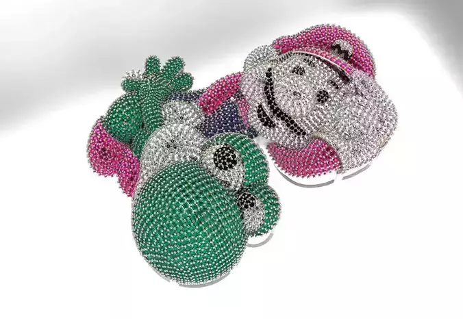 Hiphop mario bros rhinestone brooch