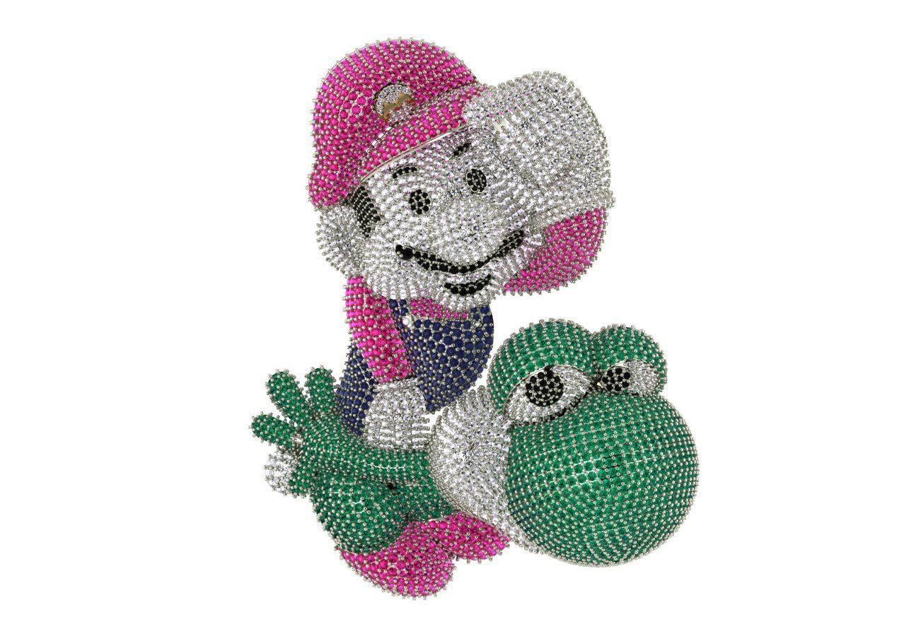 Hiphop mario bros rhinestone brooch 3D print model_1