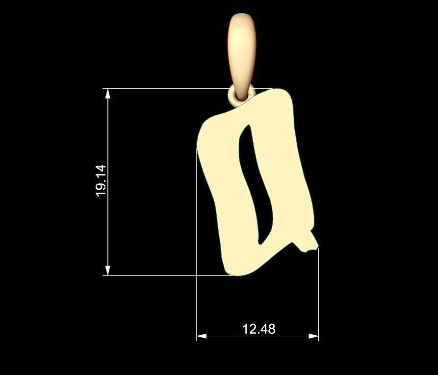 Initial Letters Pendant SomeWhereInSpace Q 3D print model_4