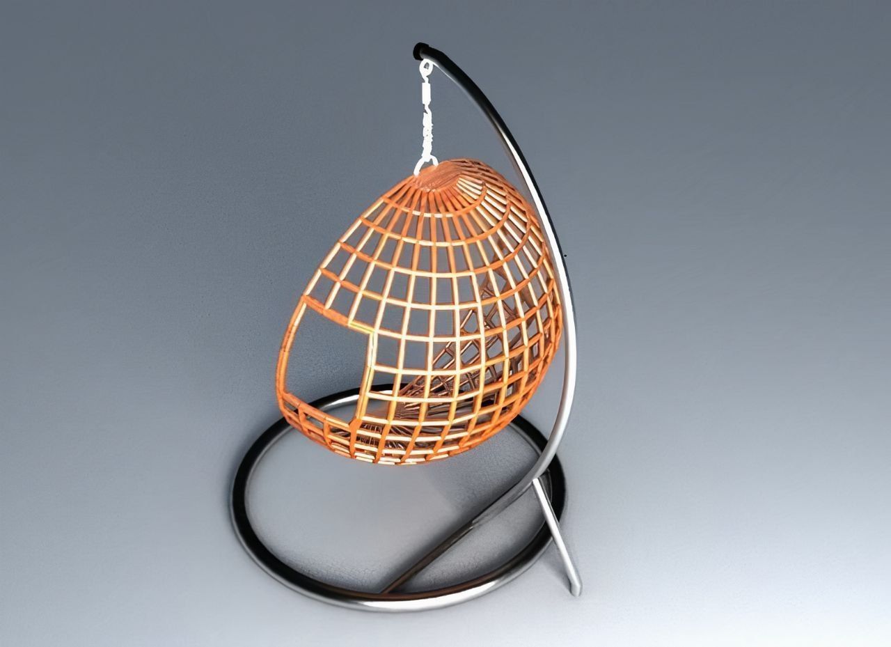 Chair orange hanging 3D model_2