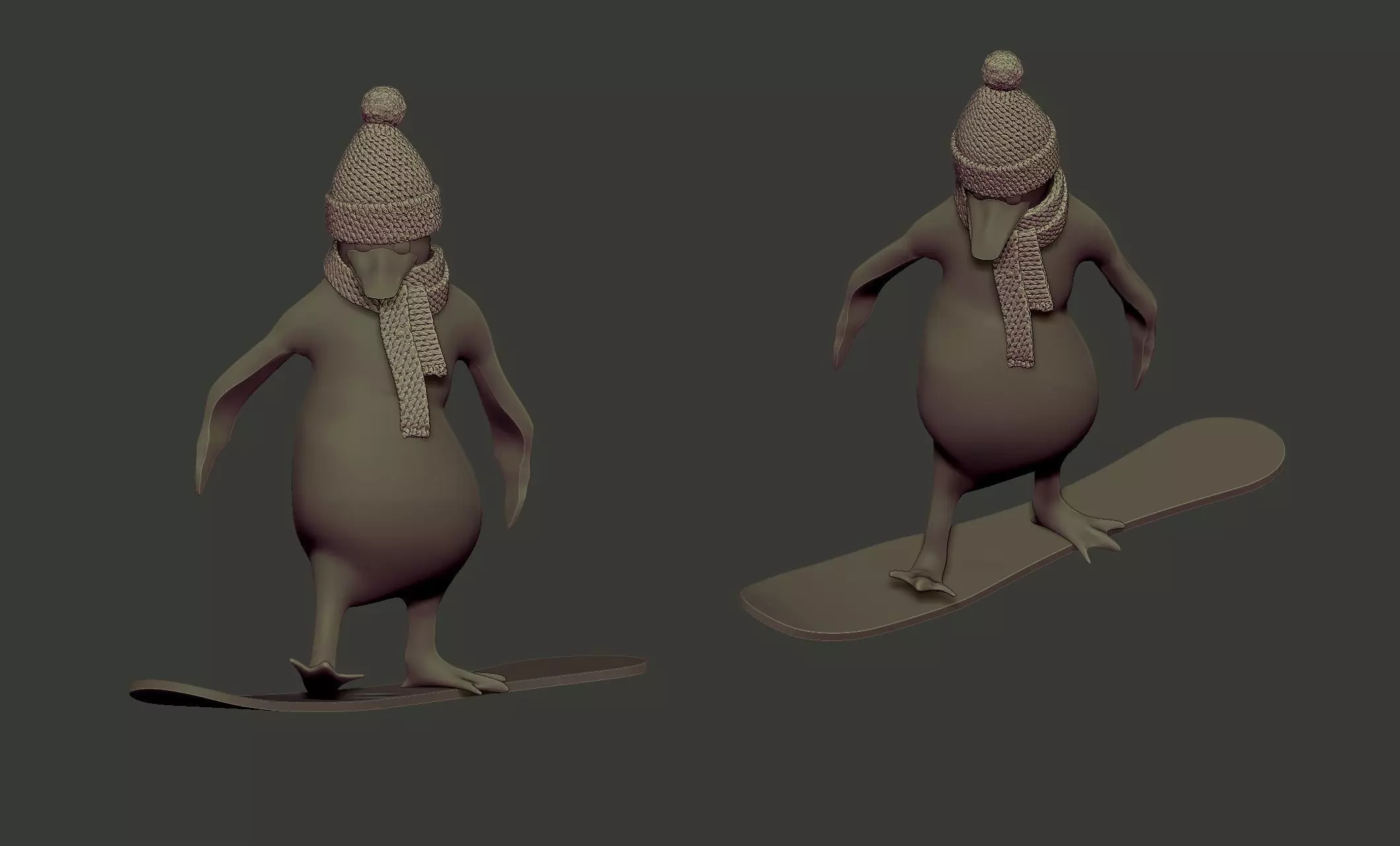 penguin on skateboard 3D model_0