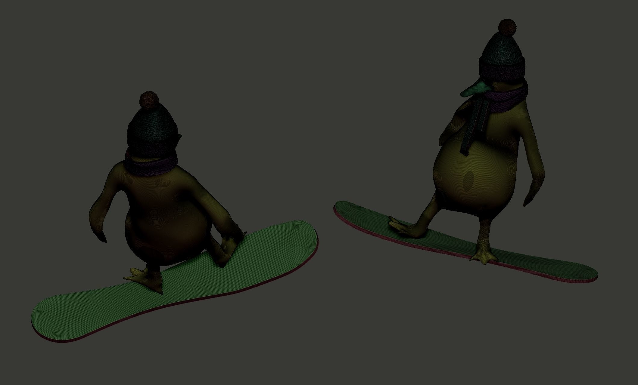 penguin on skateboard 3D model_3
