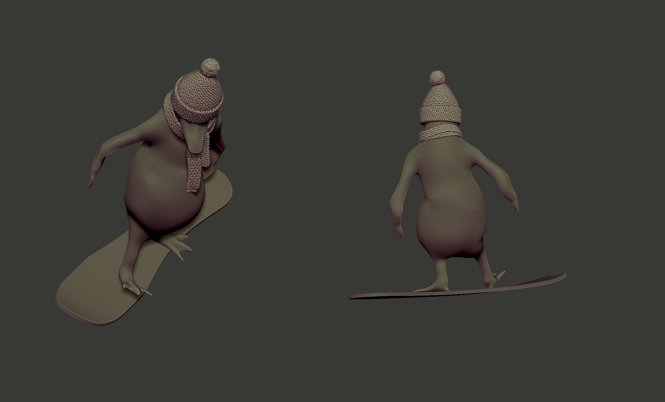 penguin on skateboard 3D model_1