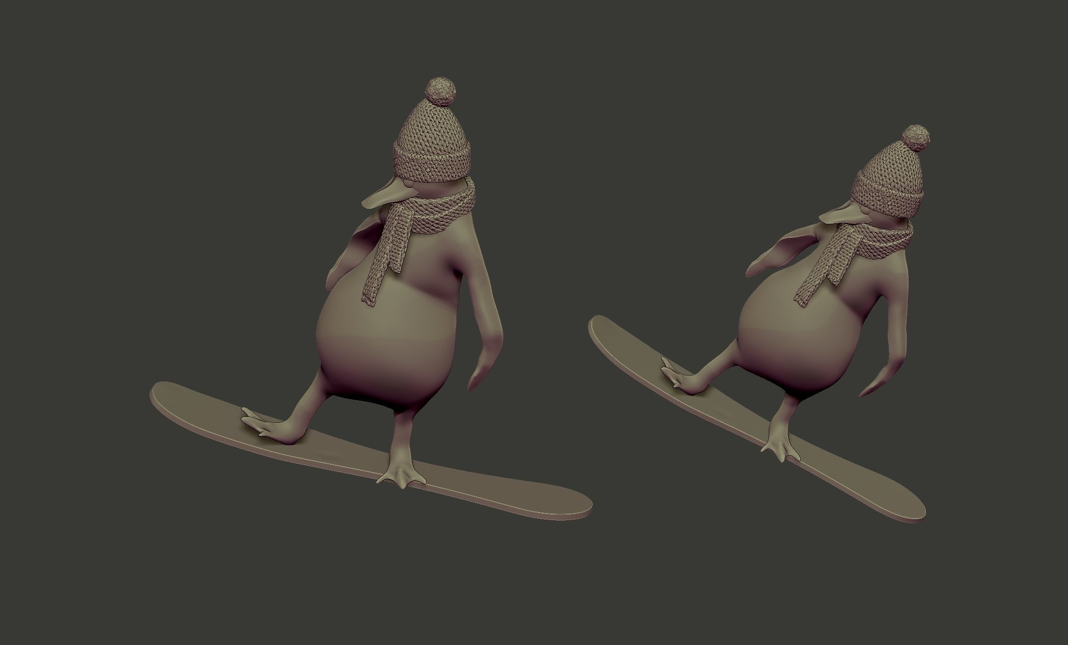 penguin on skateboard 3D model_4