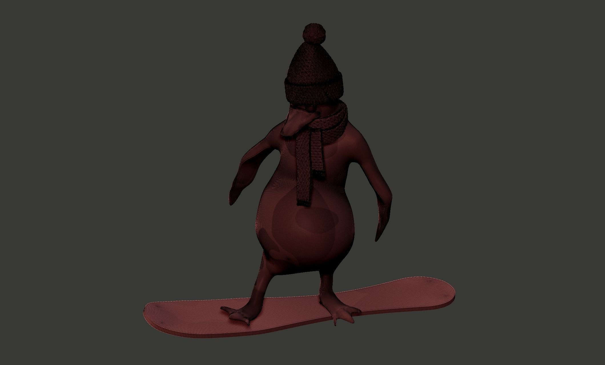 penguin on skateboard 3D model_6