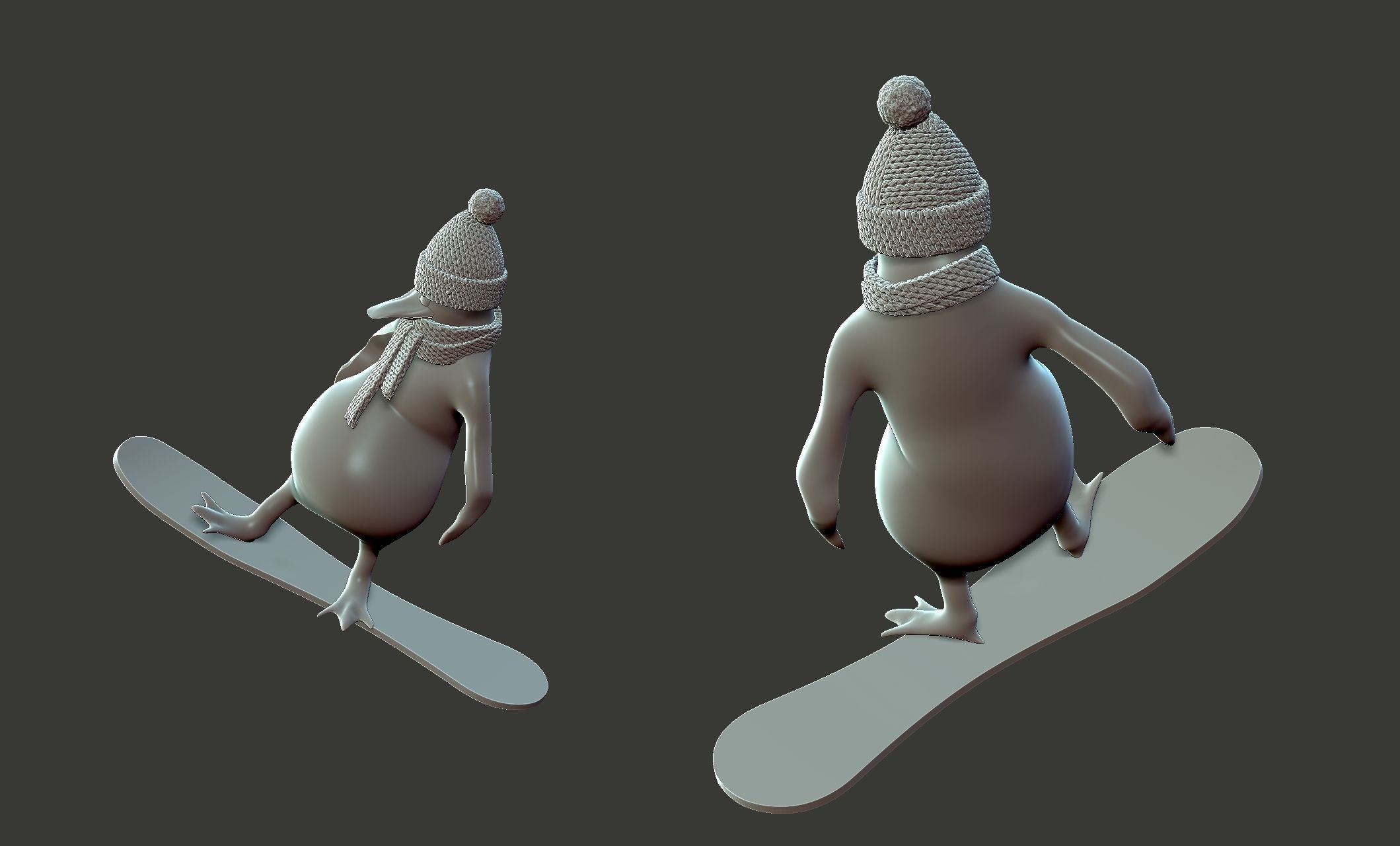 penguin on skateboard 3D model_5