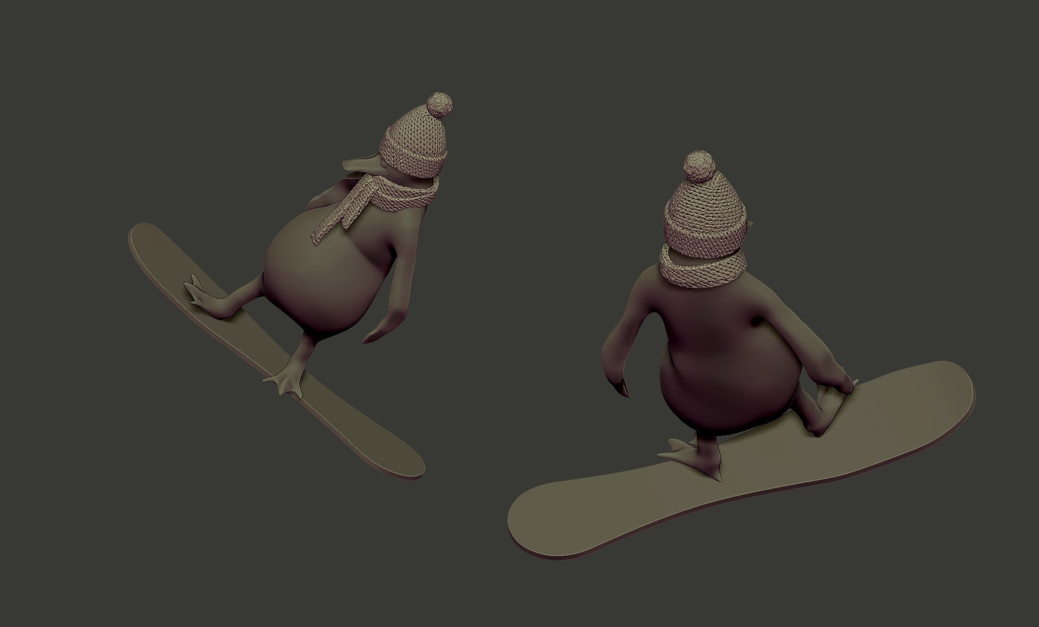penguin on skateboard 3D model_2