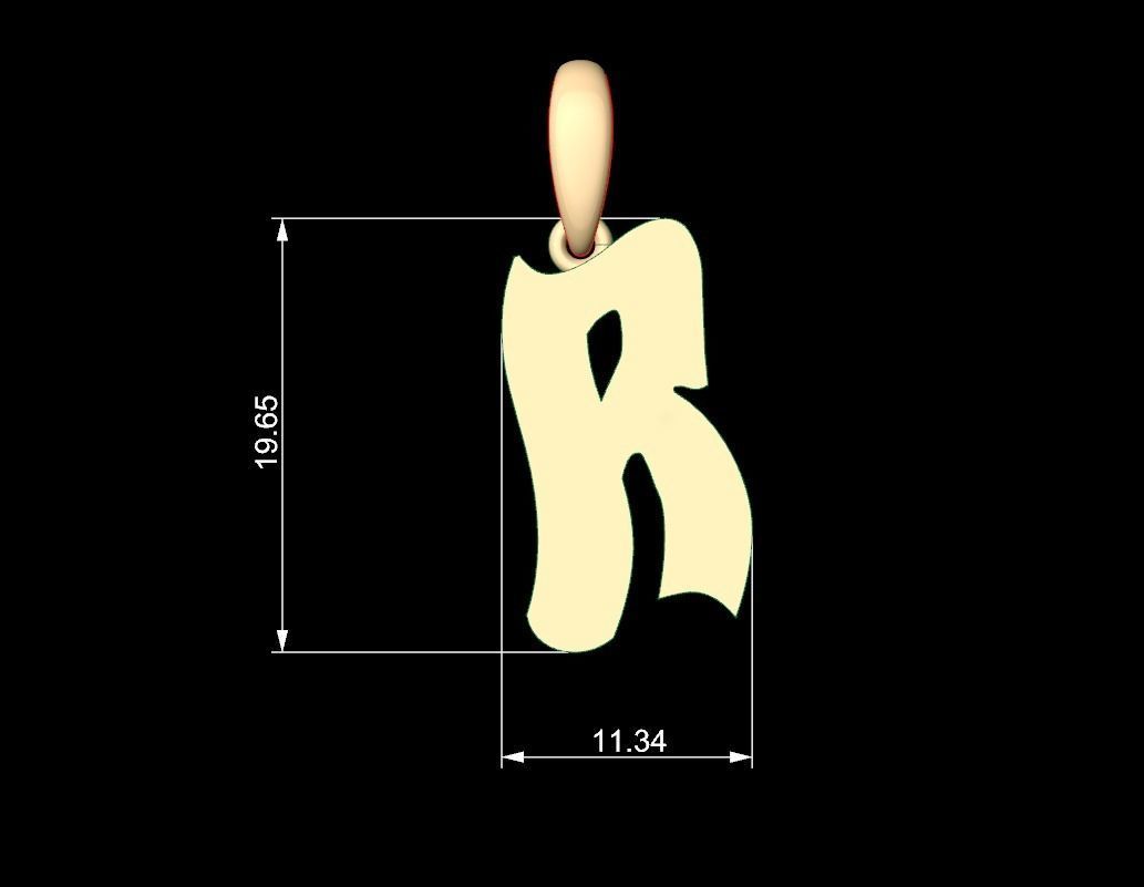 Initial Letters Pendant SomeWhereInSpace R 3D print model_4