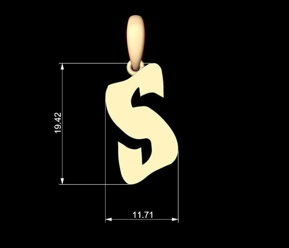 Initial Letters Pendant SomeWhereInSpace S 3D print model_4