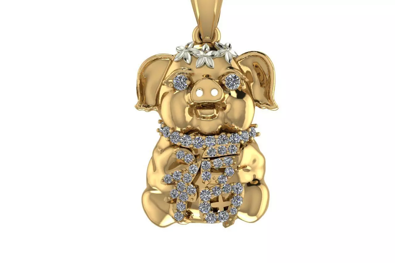 Chinese pig Golden pig 3D print model by Rithy-Jewelry-design 3D print model