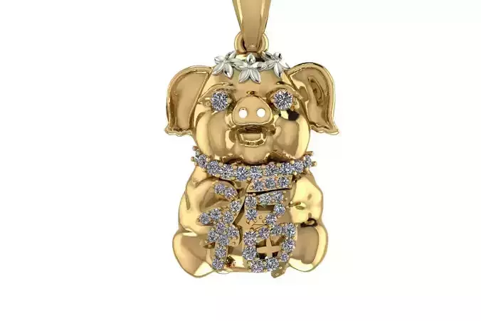 Chinese pig  Golden pig 3D print model by Rithy-Jewelry-design