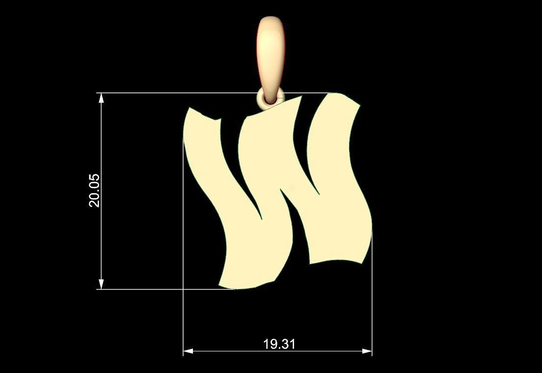 Initial Letters Pendant SomeWhereInSpace W 3D print model_4