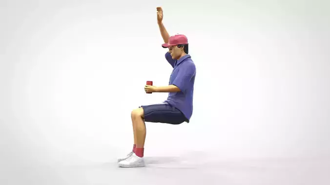 N11 Football fan waving in stadium 3D print model