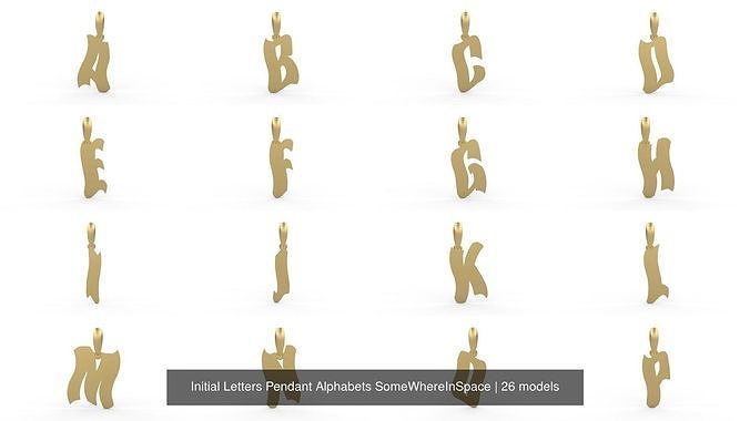 Initial Letters Pendant Alphabets SomeWhereInSpace 3D Model Collection