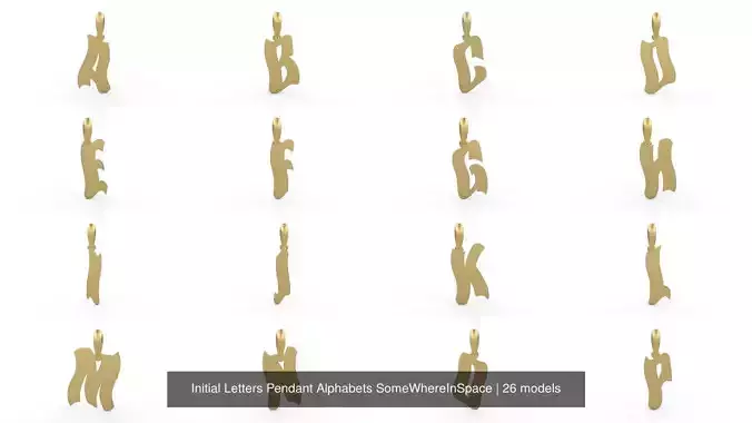 Initial Letters Pendant Alphabets SomeWhereInSpace 3D Model Collection