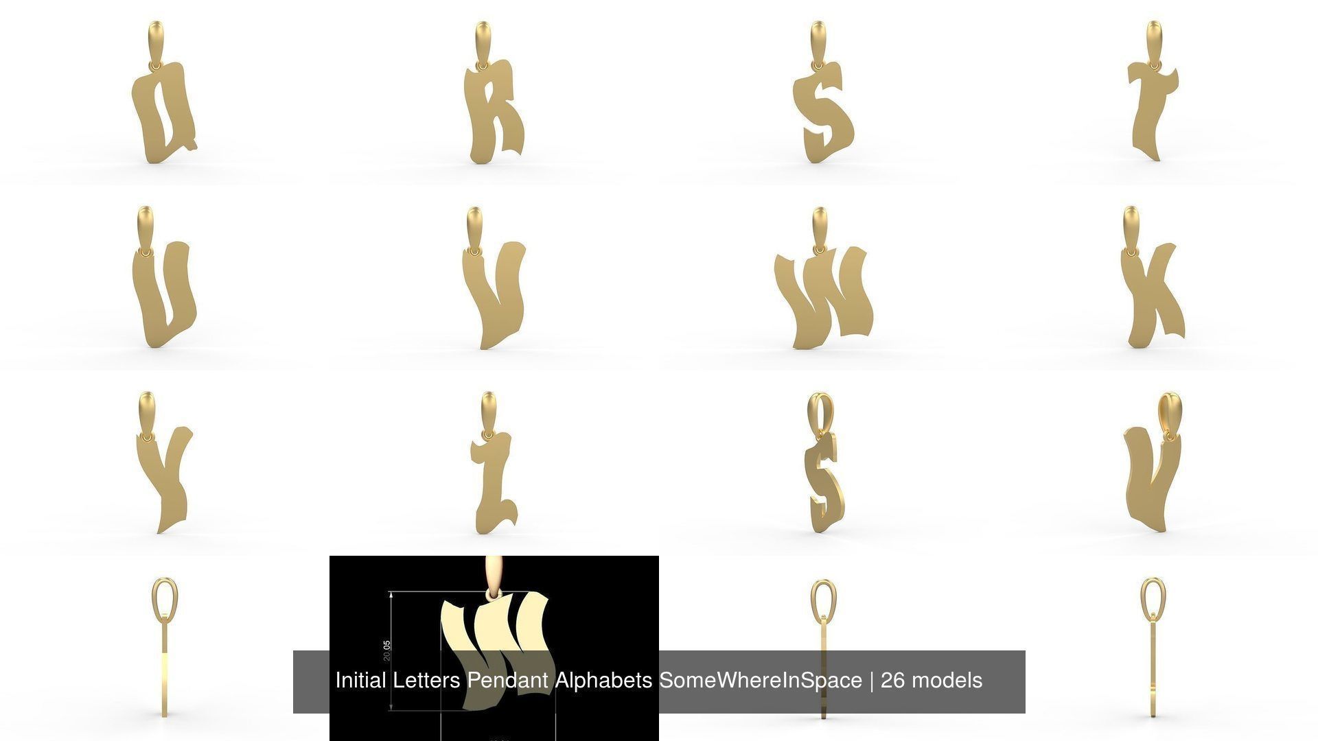 Initial Letters Pendant Alphabets SomeWhereInSpace 3D Model Collection_2