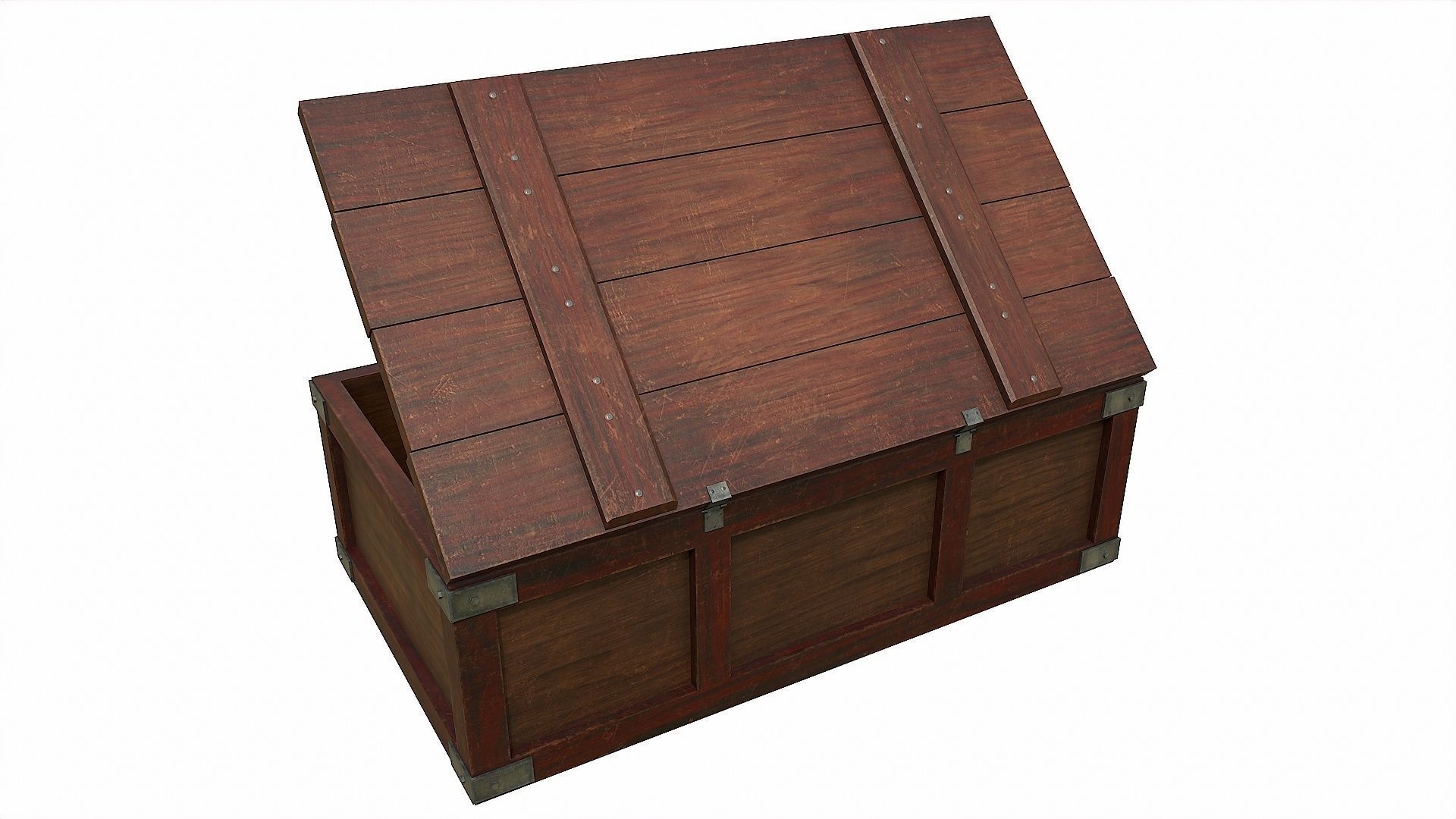 Pack of 6 Medieval Wooden Chests and Crates Low-poly 3D model_10