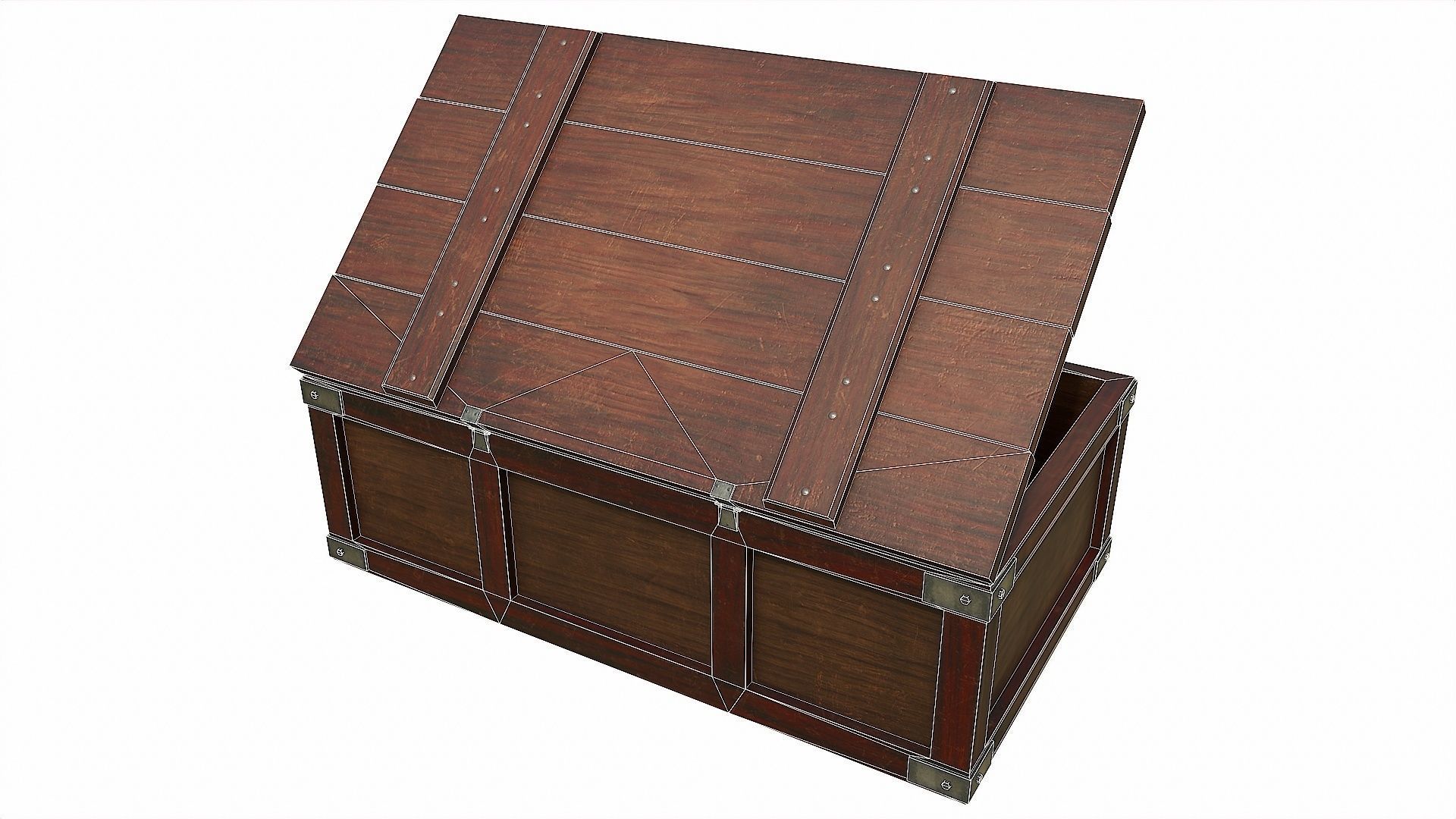 Pack of 6 Medieval Wooden Chests and Crates Low-poly 3D model_16
