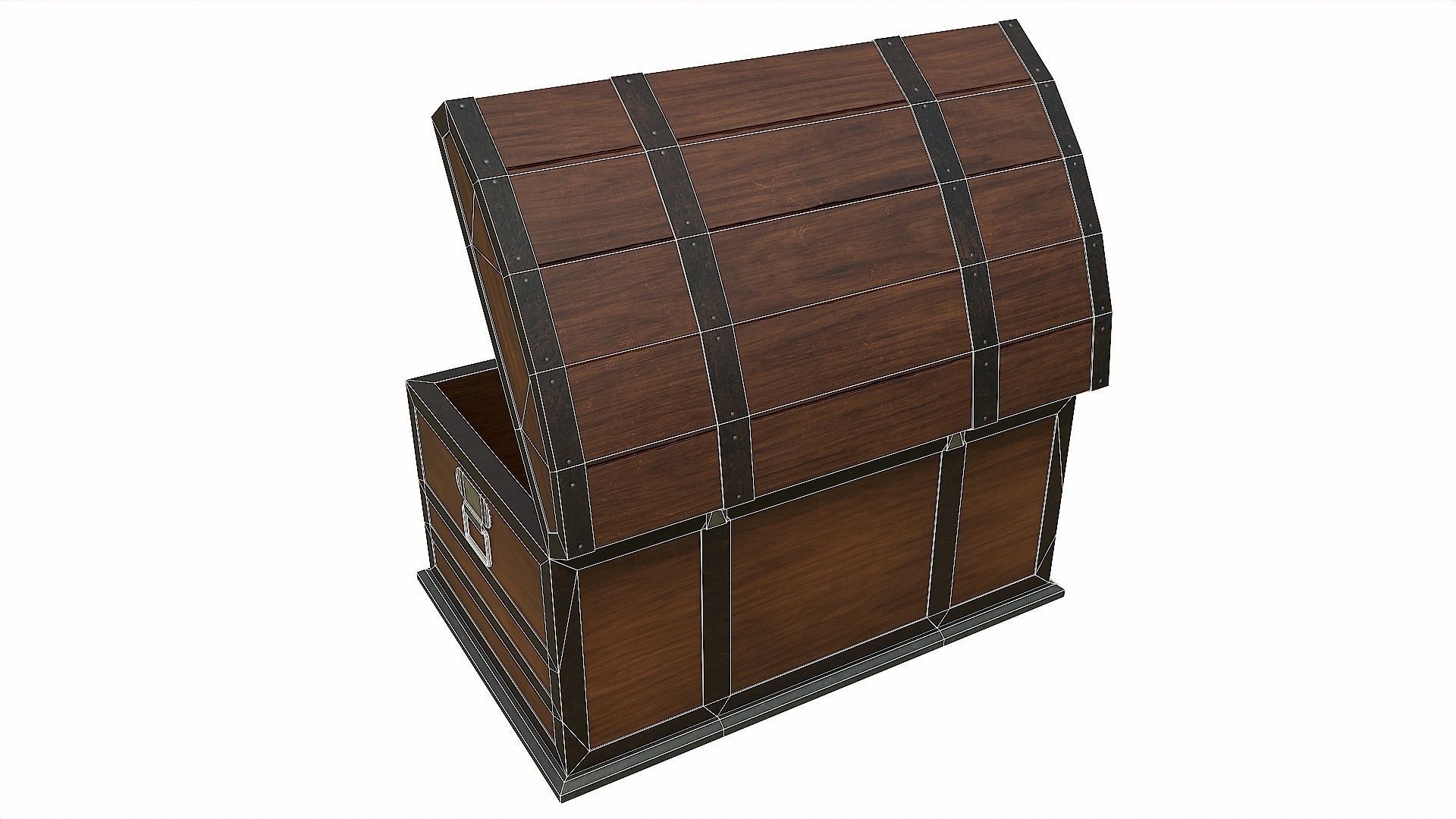 Pack of 6 Medieval Wooden Chests and Crates Low-poly 3D model_34