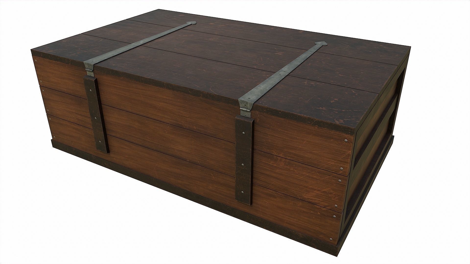Pack of 6 Medieval Wooden Chests and Crates Low-poly 3D model_39