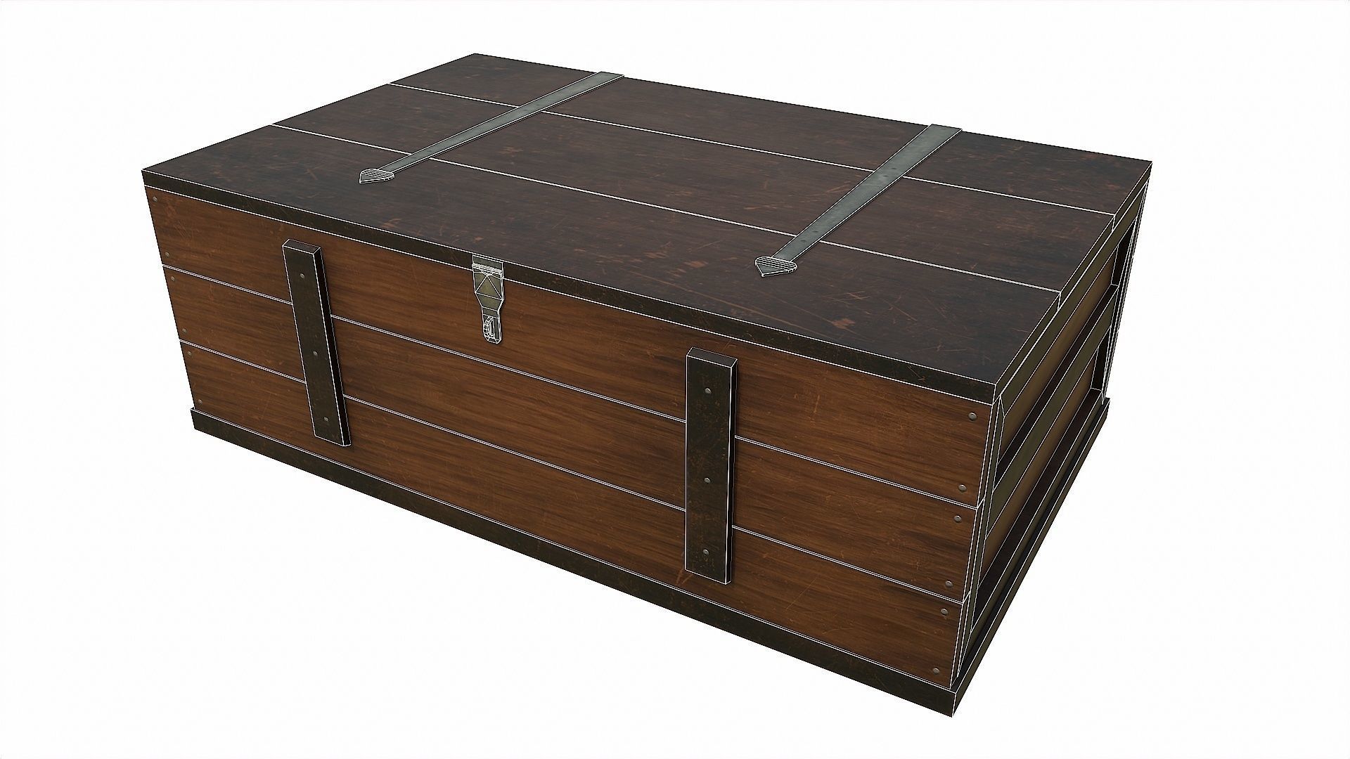 Pack of 6 Medieval Wooden Chests and Crates Low-poly 3D model_43