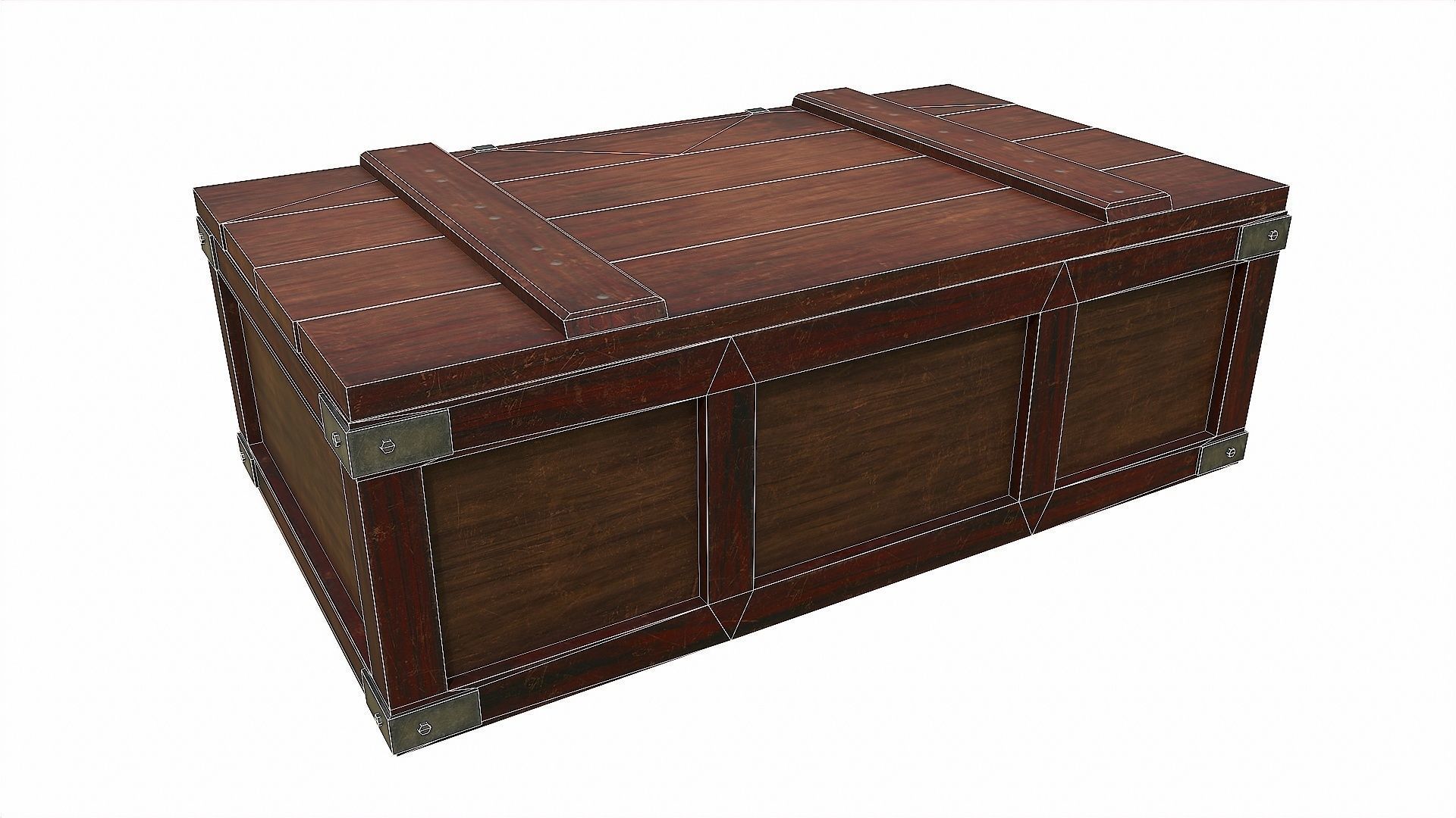 Pack of 6 Medieval Wooden Chests and Crates Low-poly 3D model_13