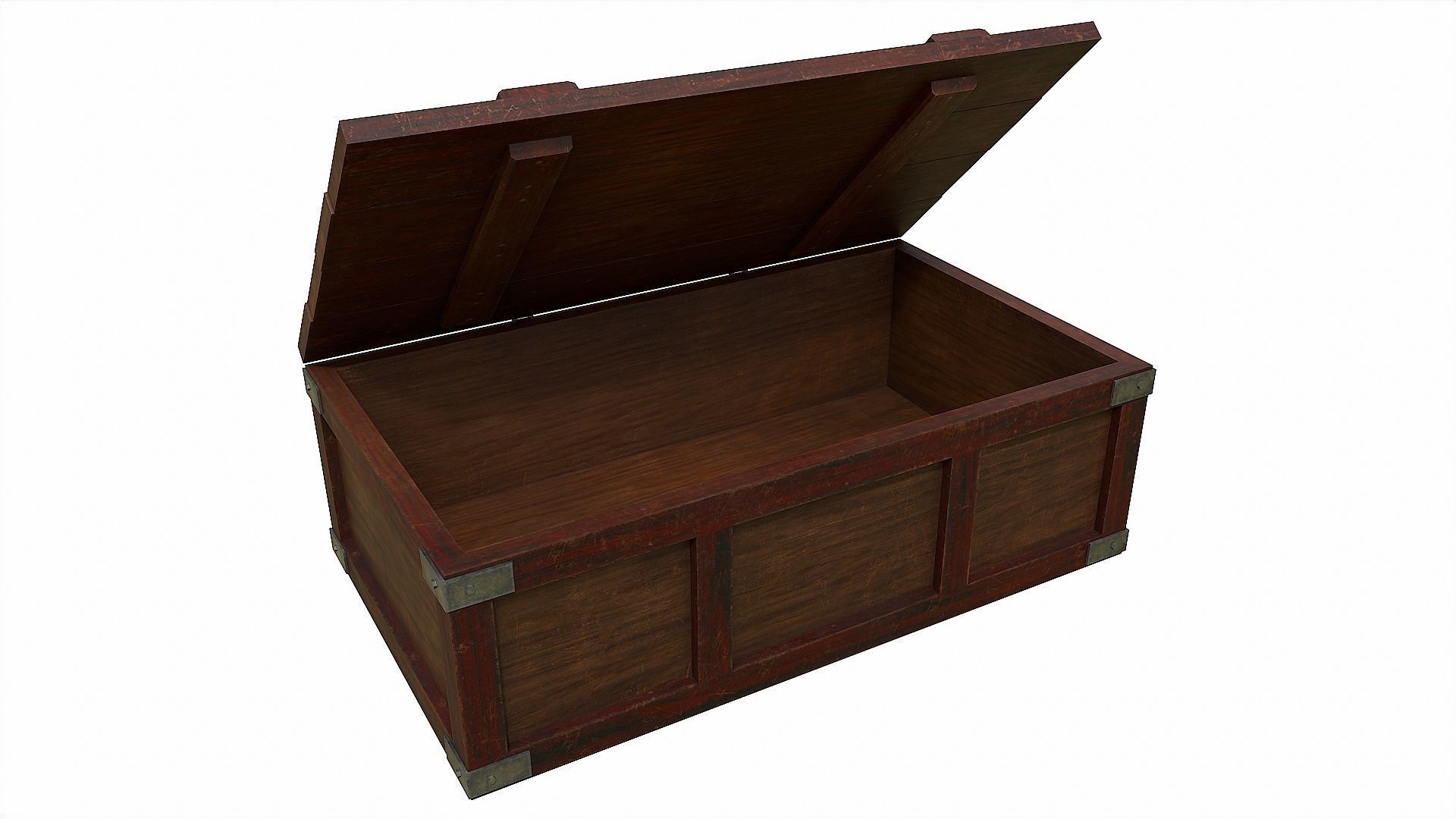 Pack of 6 Medieval Wooden Chests and Crates Low-poly 3D model_6