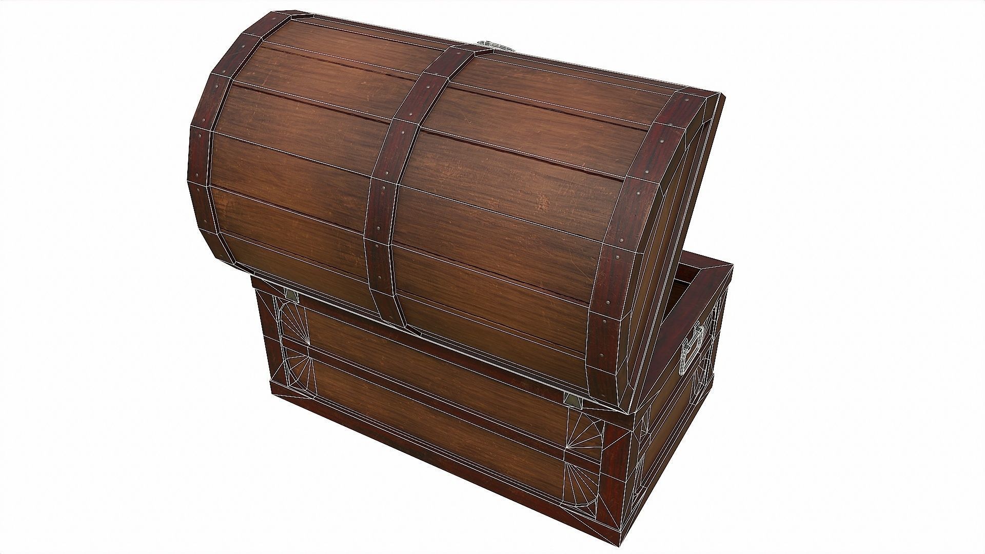 Pack of 6 Medieval Wooden Chests and Crates Low-poly 3D model_64