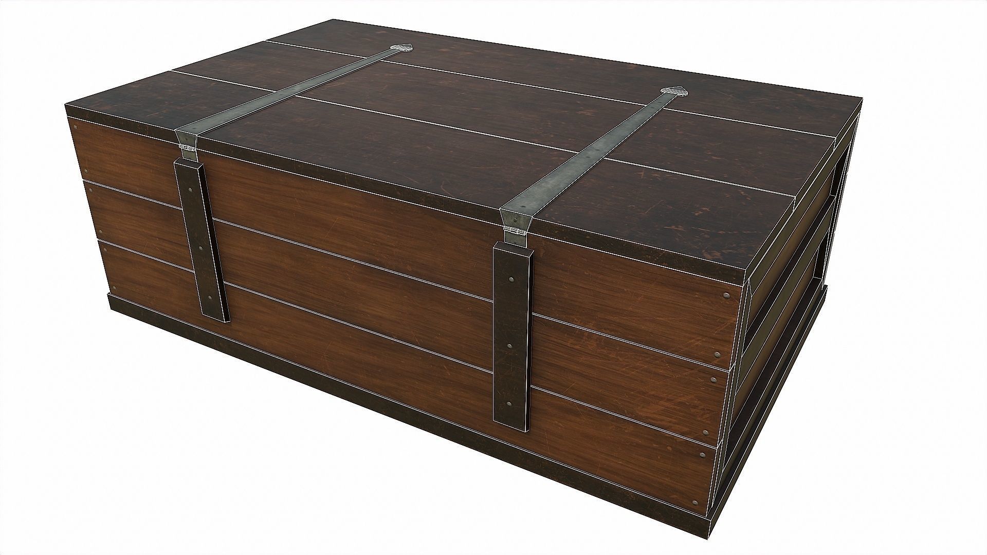 Pack of 6 Medieval Wooden Chests and Crates Low-poly 3D model_47