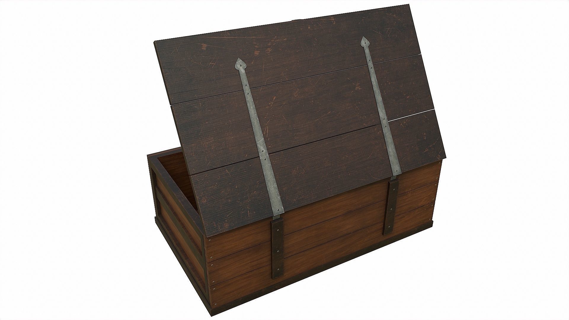 Pack of 6 Medieval Wooden Chests and Crates Low-poly 3D model_42