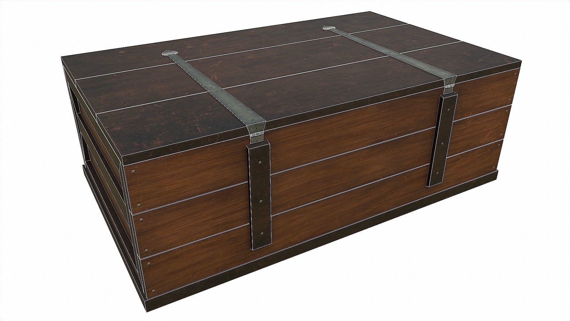 Pack of 6 Medieval Wooden Chests and Crates Low-poly 3D model_49