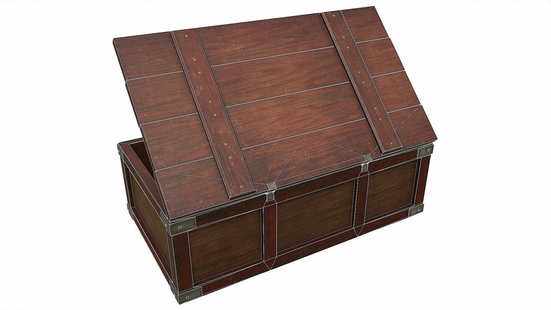 Pack of 6 Medieval Wooden Chests and Crates Low-poly 3D model_18