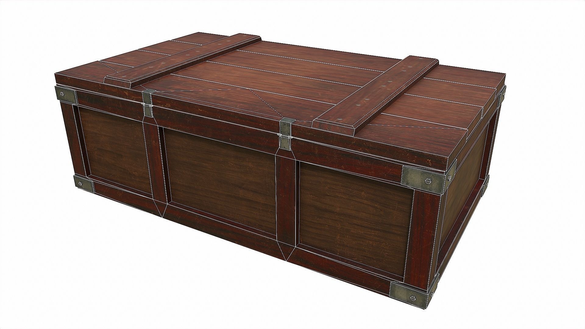Pack of 6 Medieval Wooden Chests and Crates Low-poly 3D model_15