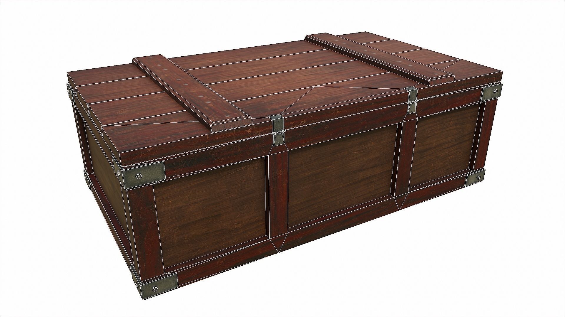 Pack of 6 Medieval Wooden Chests and Crates Low-poly 3D model_17